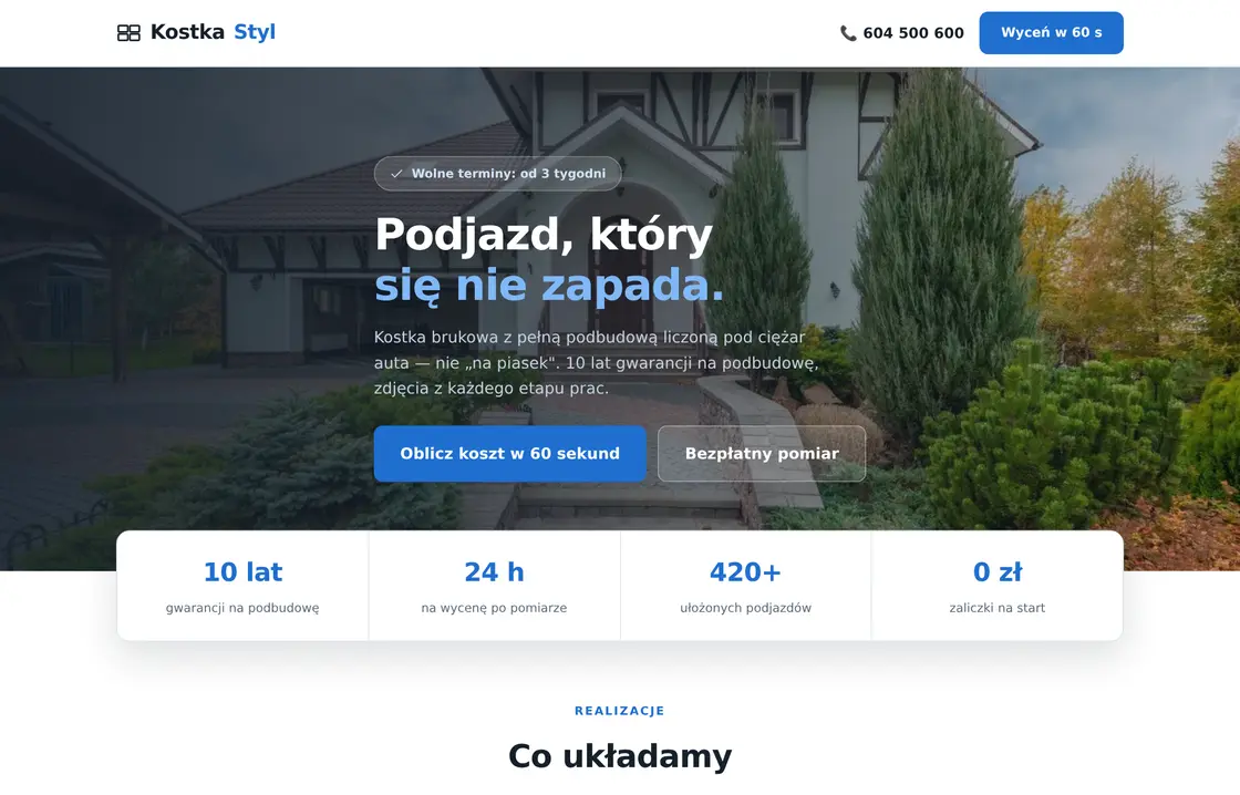 Szablon strony dla brukarza