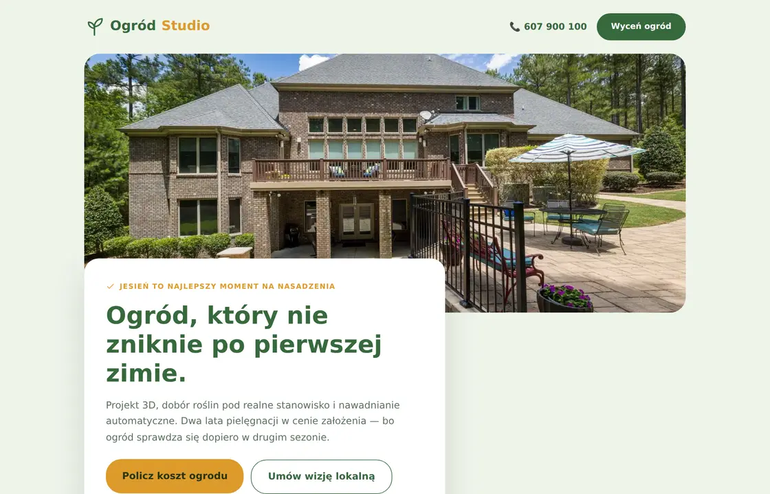 Szablon strony dla firmy ogrodniczej